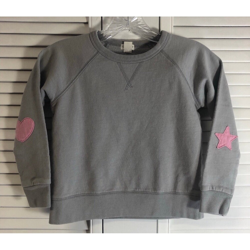 Crewcuts Size 8 Grey Sweatshirt With Heart & Star Elbow Patches